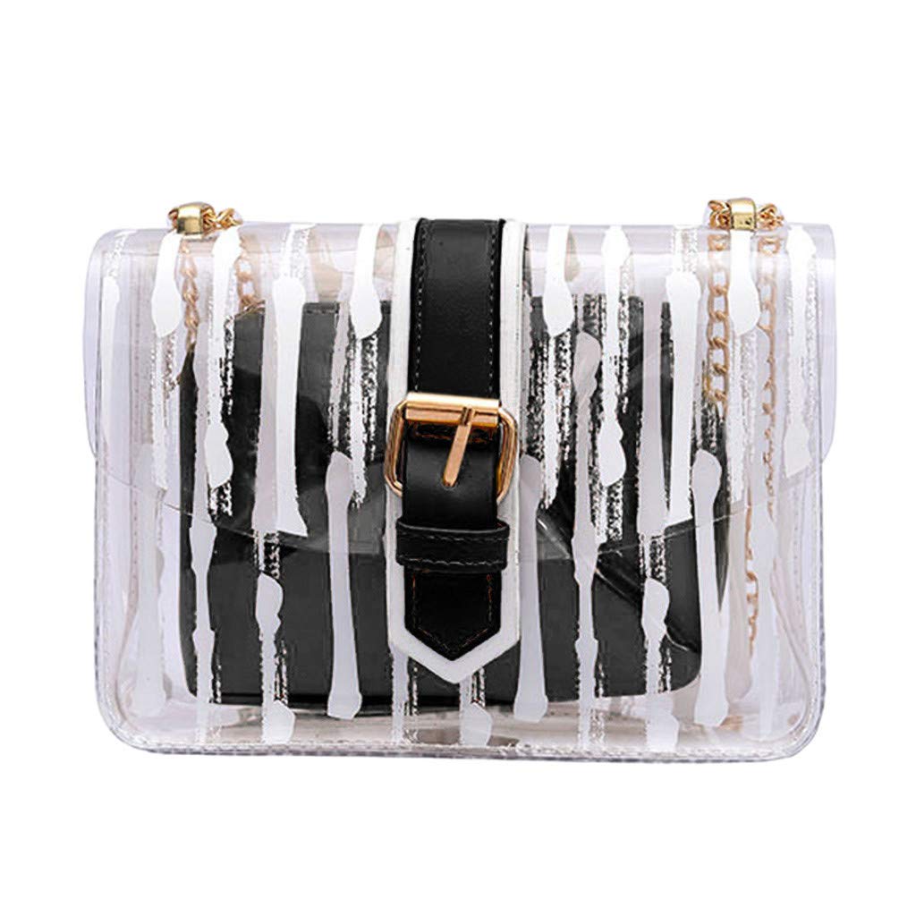 Women's Clear Crossbody Bags - Striped Jelly Purse with Chain, Leather Shoulder Bag & Satchel Handbag | Perfect for Travel, Shopping & Everyday Use