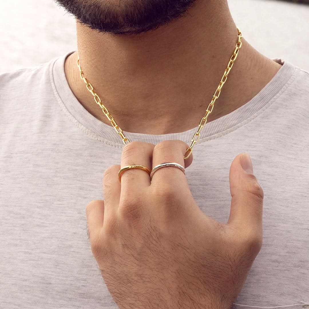 Men's Hammered Gold Ring - 14K Solid Gold Hammered Finish Band Ring for Men - Perfect for Weddings, Engagements, and Everyday Wear
