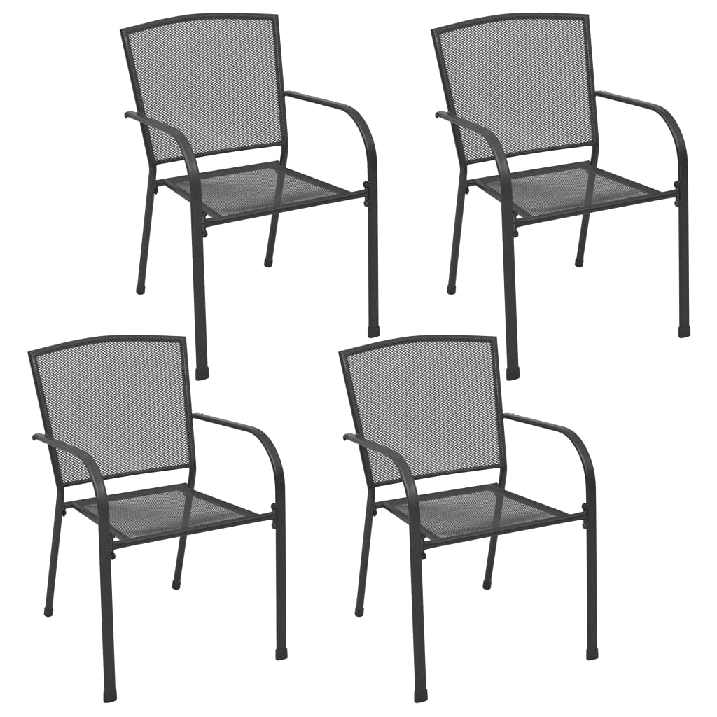 4-Piece Outdoor Patio Dining Chairs Set - Modern Mesh Design Anthracite Steel Armchairs for Bistro, Cafe, Kitchen & Garden - Weather-Resistant Patio Furniture for Backyard, Deck & Restaurant Use
