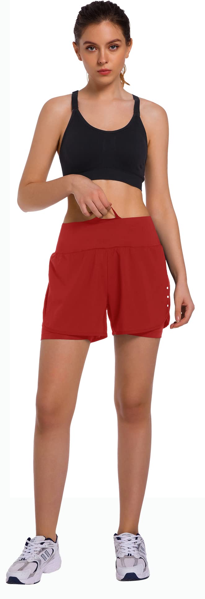Ksmien Women's 2-in-1 Running Shorts with Phone Pockets - Lightweight Athletic Workout Gym Yoga Shorts for Women - Perfect for Running, Training & Yoga