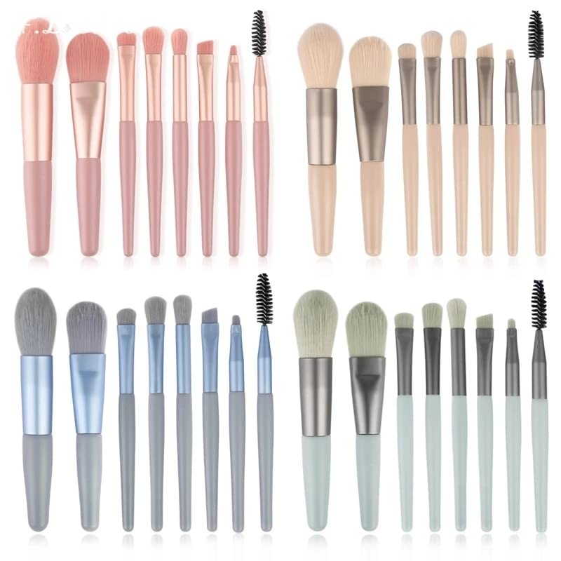 DD Retails Portable Synthetic Makeup Brush Set - 8 Piece Foundation & Eyeshadow Brush Kit for Women | Perfect for Travel, Home & Professional Makeup Application