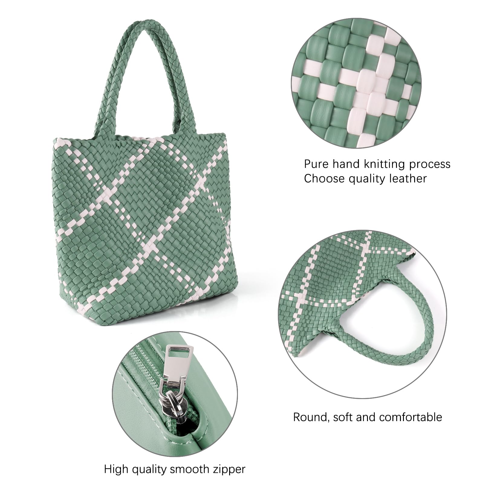 Stylish Woven Leather Tote Handbag for Women - Large Soft Hobo Shoulder Bag with Matching Purse | Handmade Genuine Leather Beach Bag | Perfect for Travel, Shopping & Everyday Use