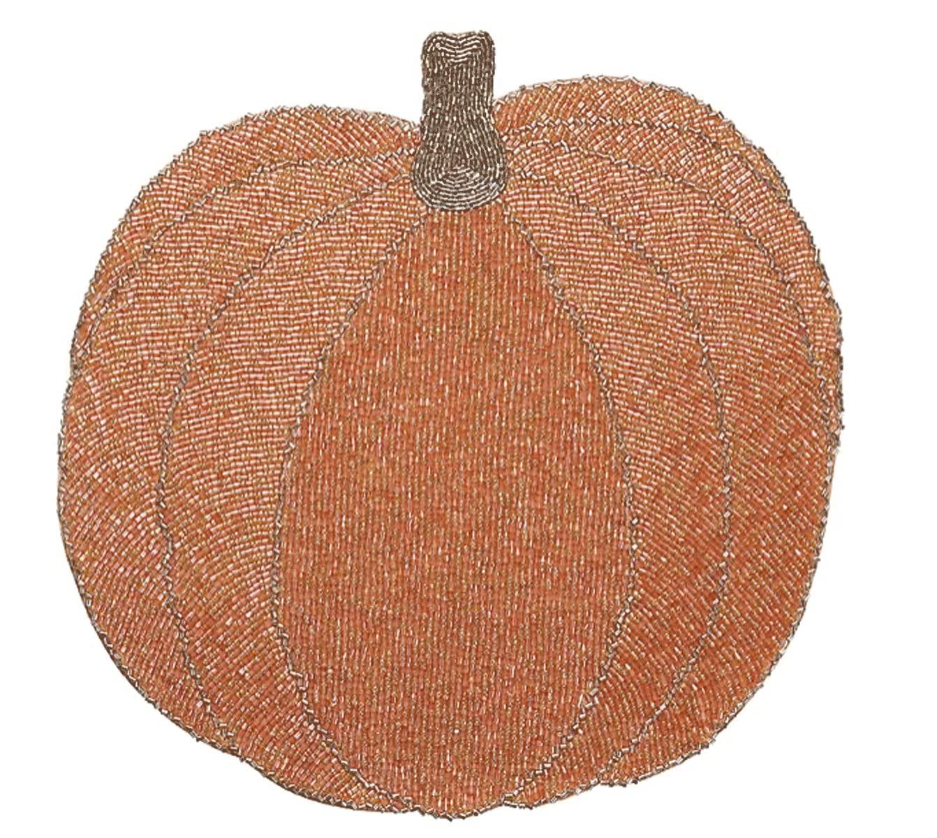 Elegant Fall & Autumn Orange Silver Pumpkin Beaded Placemats Set of 4 - Perfect for Thanksgiving Table Decor, Seasonal Centerpiece, and Harvest Dinner Party