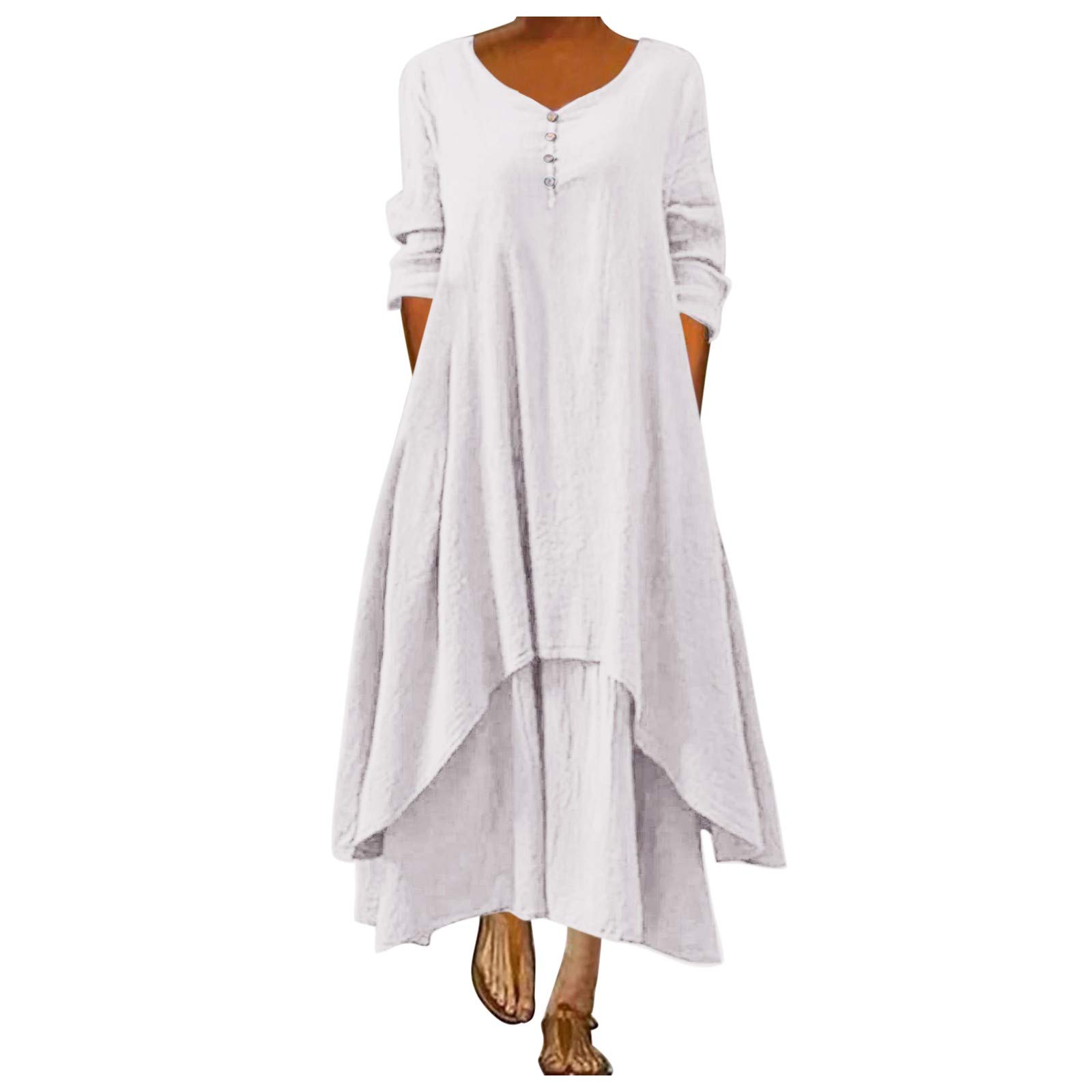 Plus Size Floral Maxi Dress for Women - Loose Bohemian Summer Caftan Beach Dress with Crew Neck | Perfect for Vacation, Beach Outings & Casual Wear