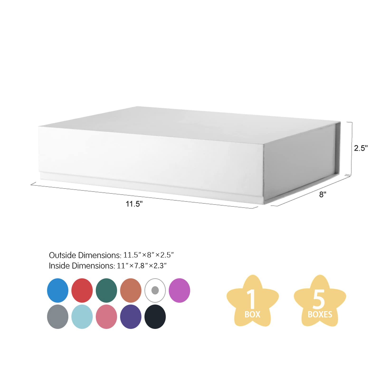 Premium White Magnetic Closure Gift Box 11x7.8x2.3 Inches - Elegant Shirt Packaging Box with Lid for Jewelry, Watches, Apparel & Luxury Gifts - Perfect for Birthdays, Weddings, Anniversaries & Corporate Gifting