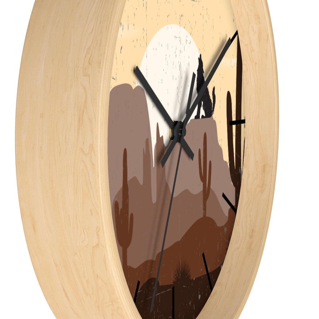 Wolf Mountain Sunrise Wall Clock - Silent Non-Ticking Battery Operated Round Clock for Living Room, Bedroom, Office & Home Decor