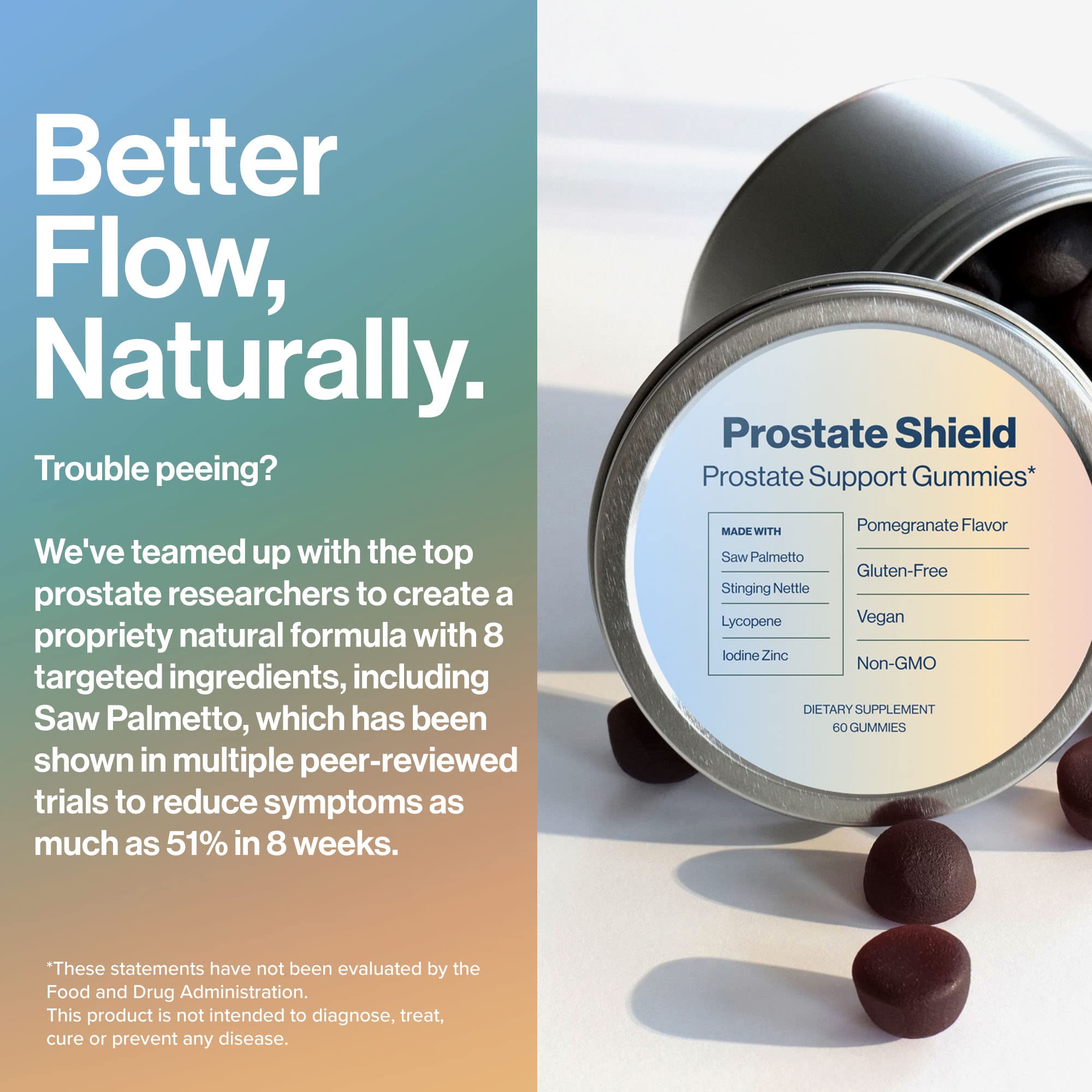 Prostate Shield Gummies for Men - Saw Palmetto & Lycopene Supplement for Prostate Health & Urinary Support | Natural Herbal Remedy for BPH, Frequent Urination & Nighttime Bathroom Trips