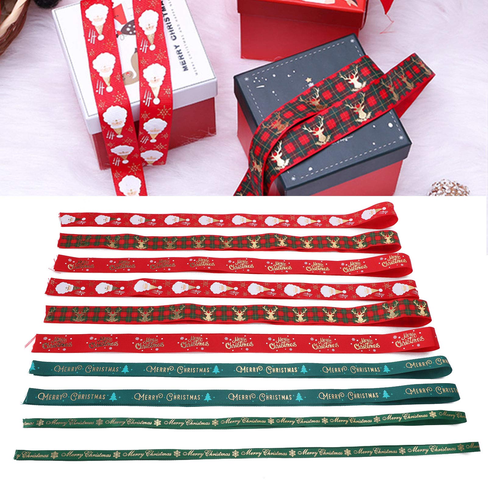 Gold Print Christmas Ribbon - Premium Holiday Decoration for Hair Bows, Gift Wrapping & Tree Decor | Durable Festive Accessory for DIY Crafts, Party Decorations & Seasonal Clothing Embellishments