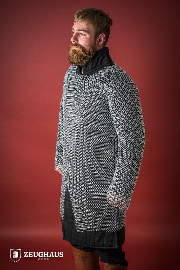 10mm Galvanized Chainmail Hauberk with Round Rings - Medieval Armor for LARP, Cosplay & Renaissance Fairs