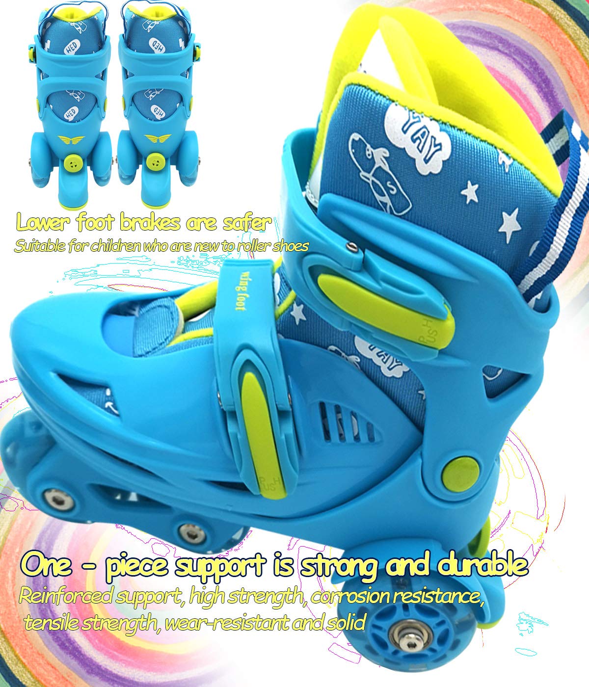 **Adjustable Light Up Roller Skates for Kids - Glow in The Dark Wheels for Girls & Boys (Ages 3-9) - Perfect for Indoor & Outdoor Play, Birthday Gifts, and Roller Skating Rinks**