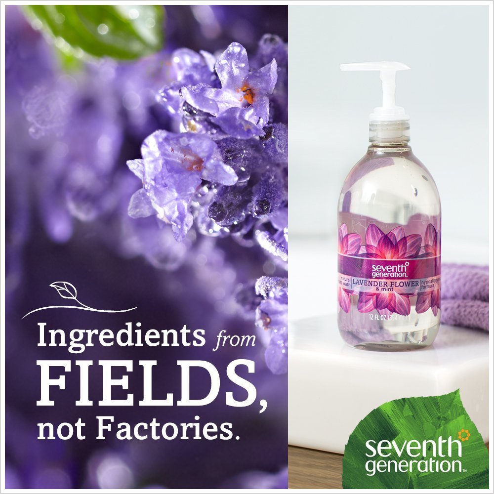 Seventh Generation Lavender Flower & Mint Hand Soap, 12 oz (Pack of 6) - Gentle Plant-Based Foaming Hand Wash for Kitchen, Bathroom & Office - Cruelty Free & Eco-Friendly