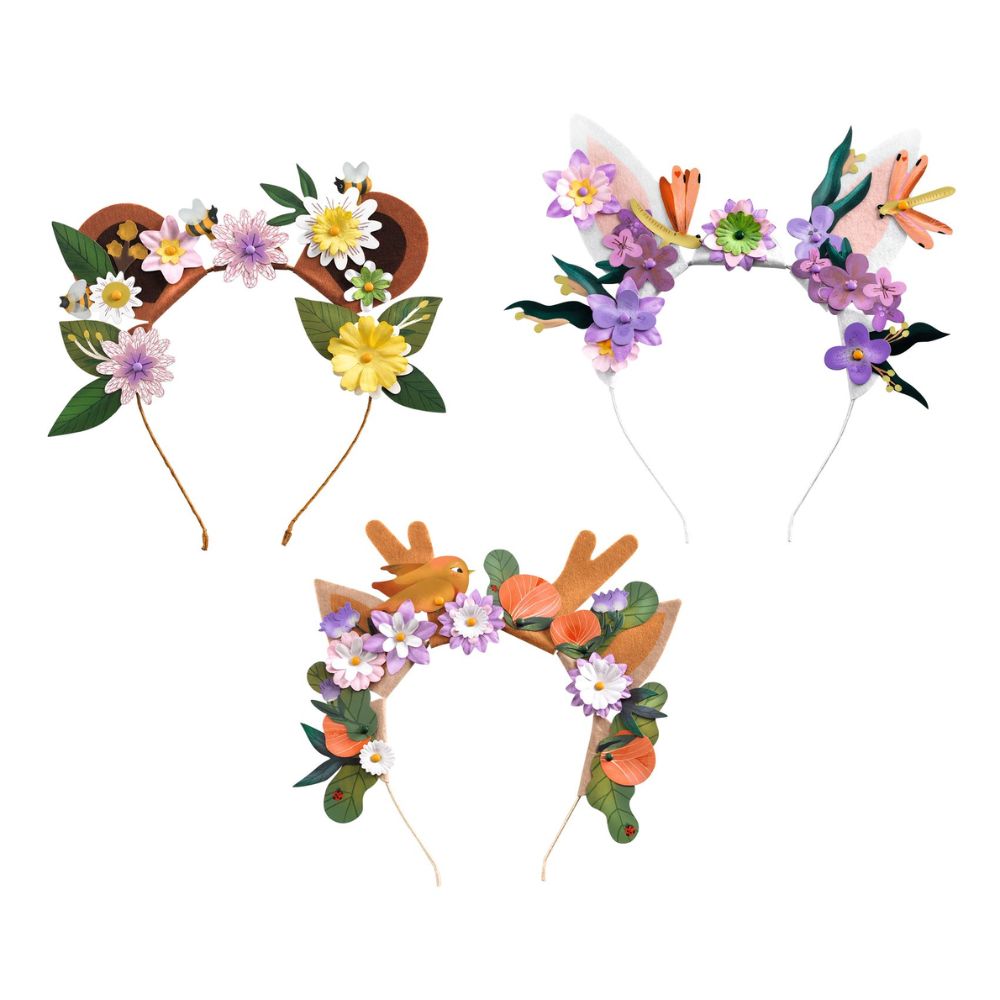 DIY Flower Friends Headband Kit - 3 Creative Headbands to Make for Kids, Girls, and Teens - Perfect for Birthday Parties, Dress-Up, and Arts & Crafts Activities