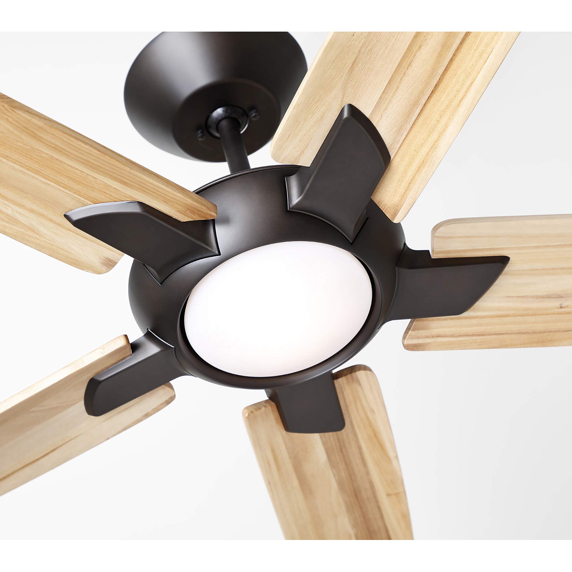 Dorian Eco 60 Inch Ceiling Fan with Light - Dimmable LED Fixture & Premium DC Motor - 6-Speed Wall Control - Natural Solid Wood Blades - Oil Rubbed Bronze Finish - Perfect for Living Room, Bedroom, or Outdoor Covered Patio