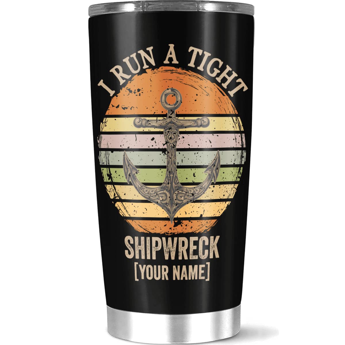 Personalized Stainless Steel Coffee Tumbler 20oz & 30oz - Custom Name & 'I Run A Tight Shipwreck' Quote - Insulated Travel Mug for Hot/Cold Drinks - Perfect Gift for Women, Men, Family - Christmas, New Year, Office, Gym, Camping & Outdoor Activities