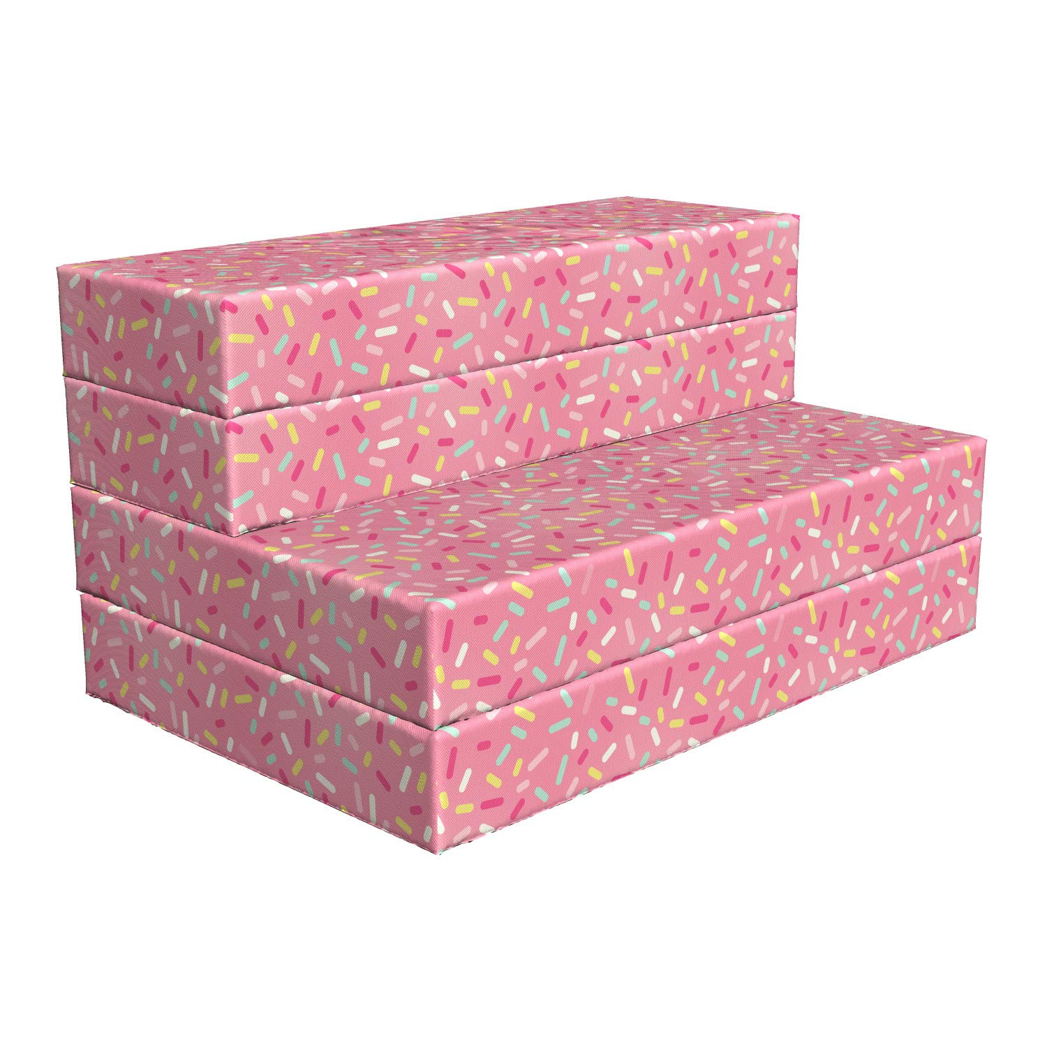 Ambesonne Pink and White Foldable Mattress - Donut Sprinkles Design, 74.8