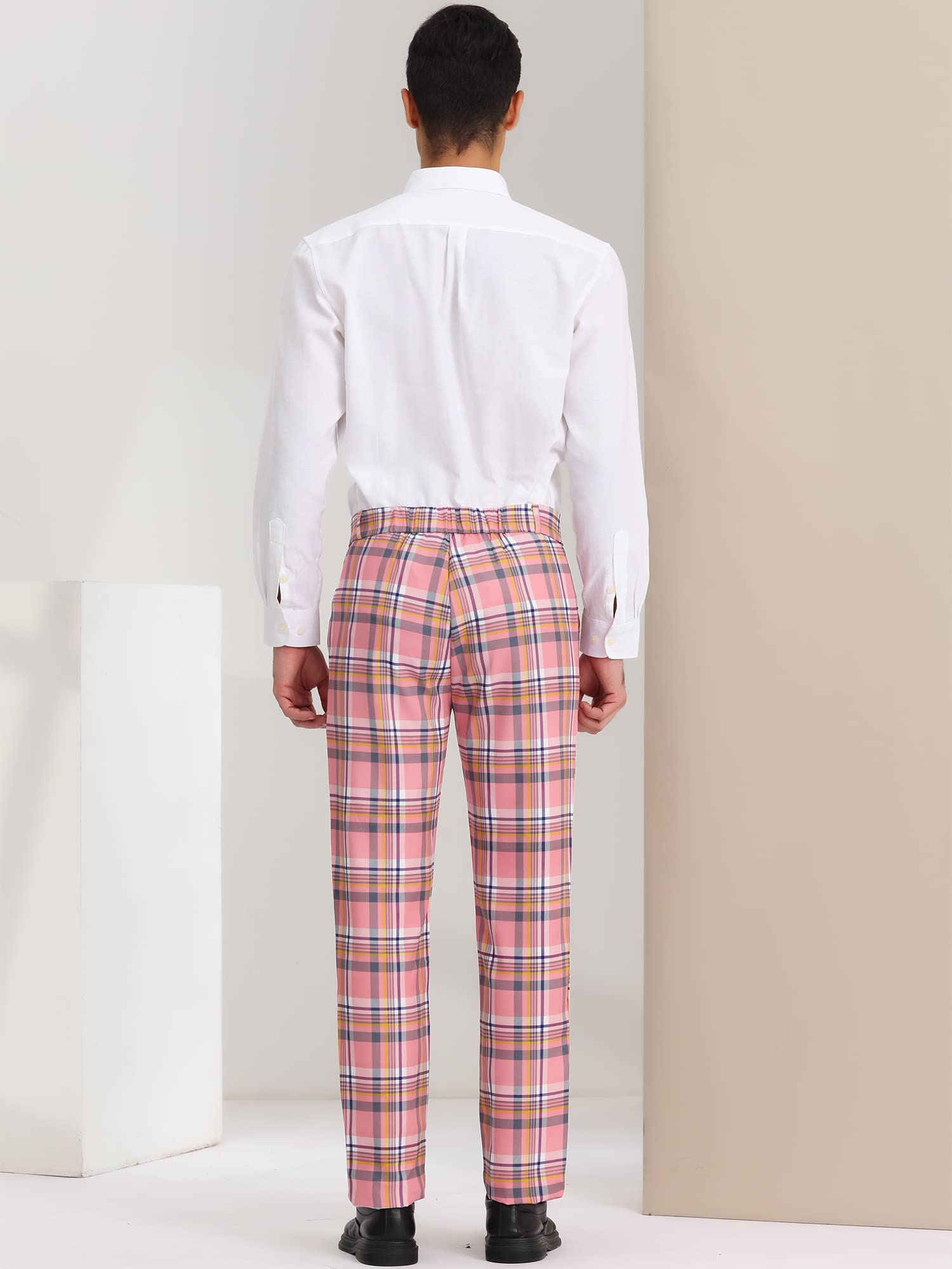 Lars Amadeus Men's Checkered Dress Pants - Flat Front Regular Fit Plaid Slacks for Work, Prom & Formal Occasions | Office Wear, Business Meetings & Special Events