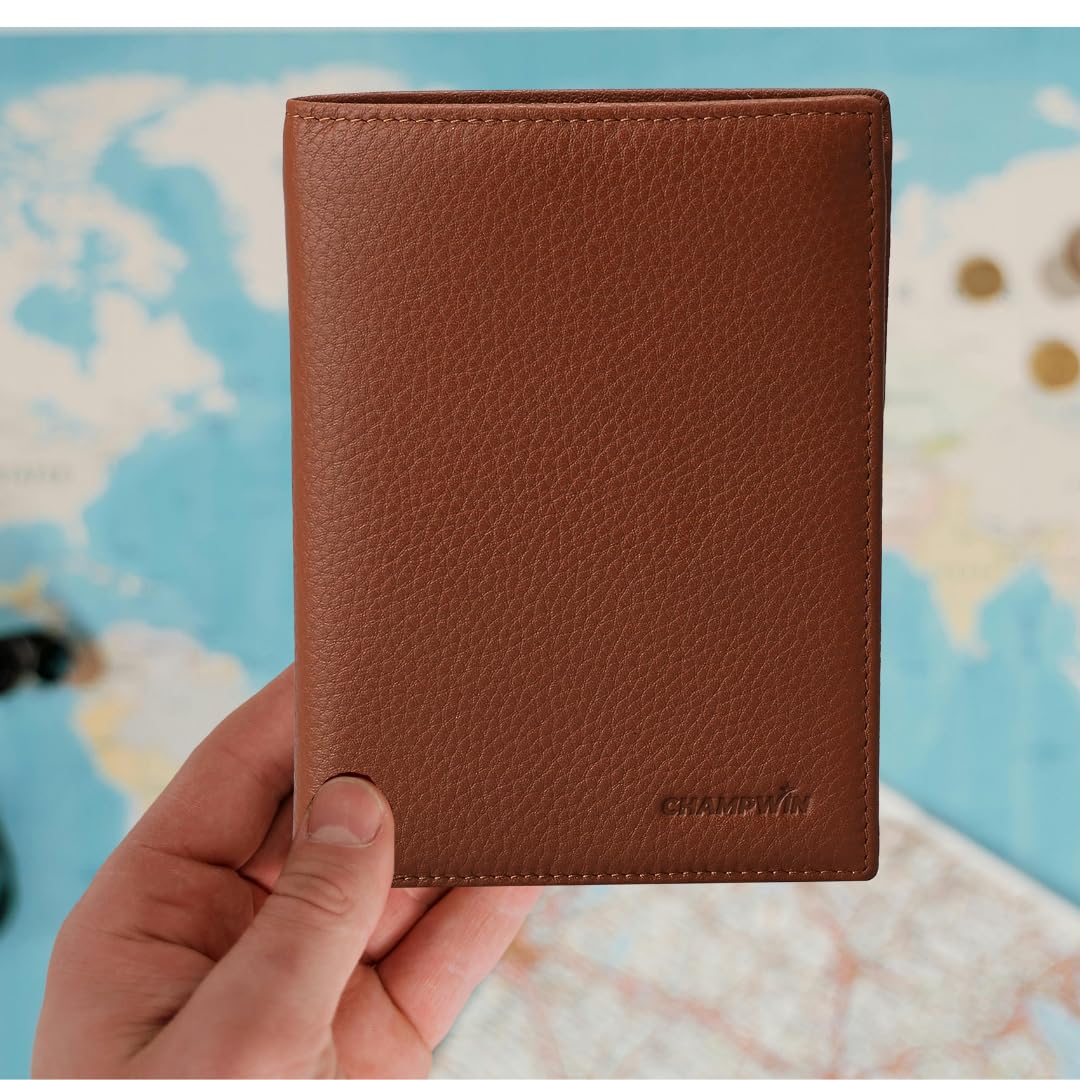 RFID Blocking Slim Leather Bifold Travel Wallet for Men & Women - Holds Passport, Credit Cards & Travel Essentials | Perfect for Airports, Business Trips & Daily Use