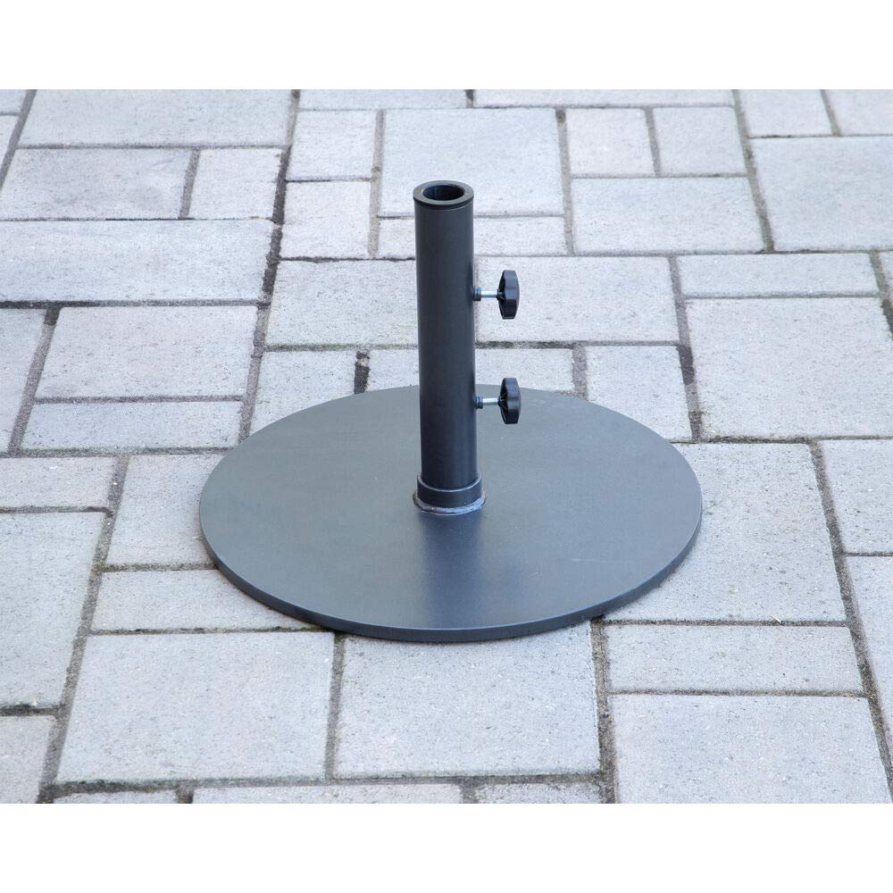 Hanover 50lb Commercial Grade Heavy Duty Outdoor Umbrella Base - Rust-Resistant All-Weather Steel Weight Stand for Market Patio Garden Poolside Use