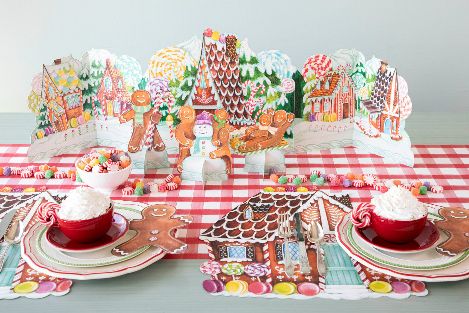 Festive Gingerbread Table Ornaments - Christmas Tree Decorations & Holiday Home Decor for Dining Table, Mantel, and Party Centerpieces