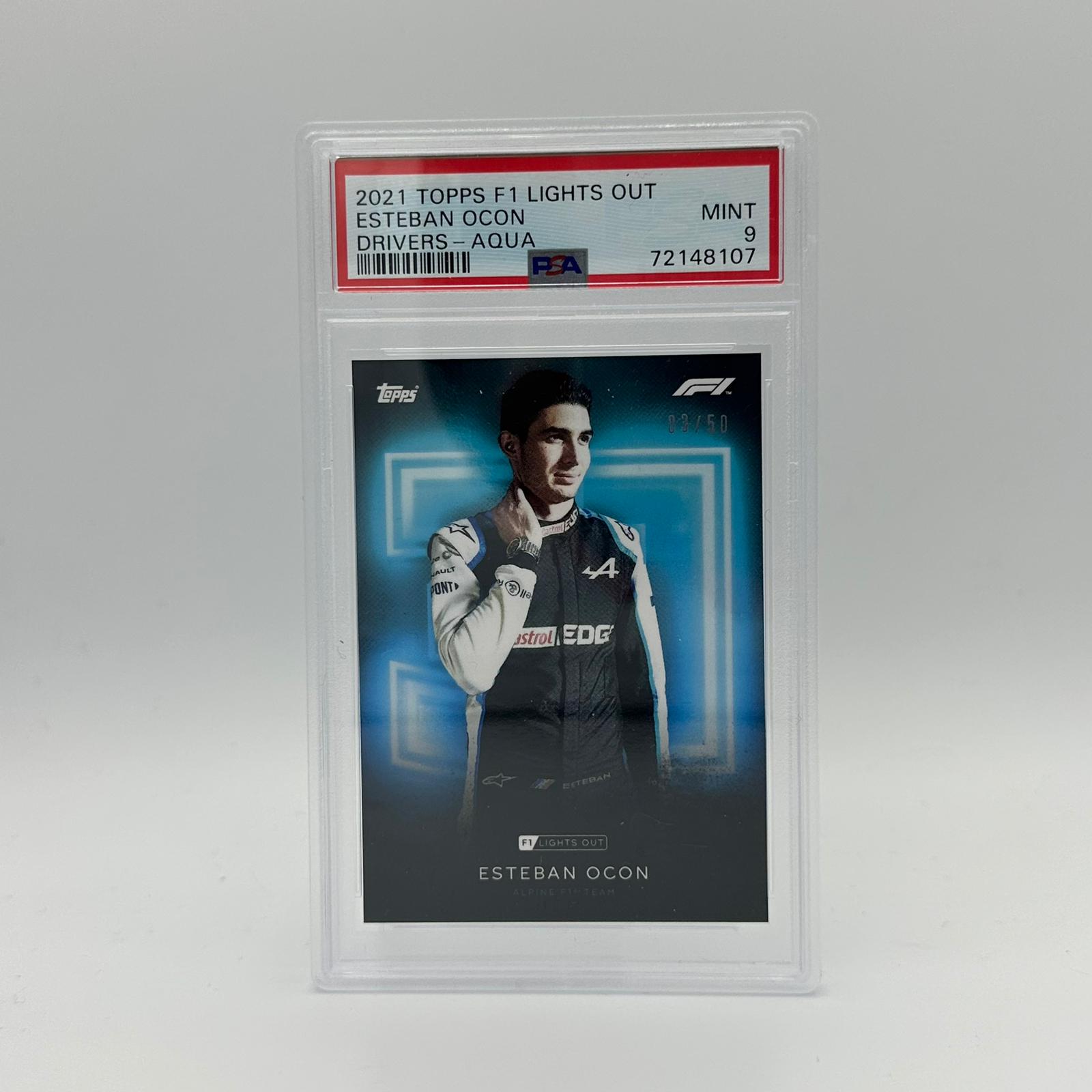 PSA 9 2003 Esteban Ocon 50th Anniversary Aqua Parallel Racing Card - Perfect for F1 Collectors & Motorsport Memorabilia Displays