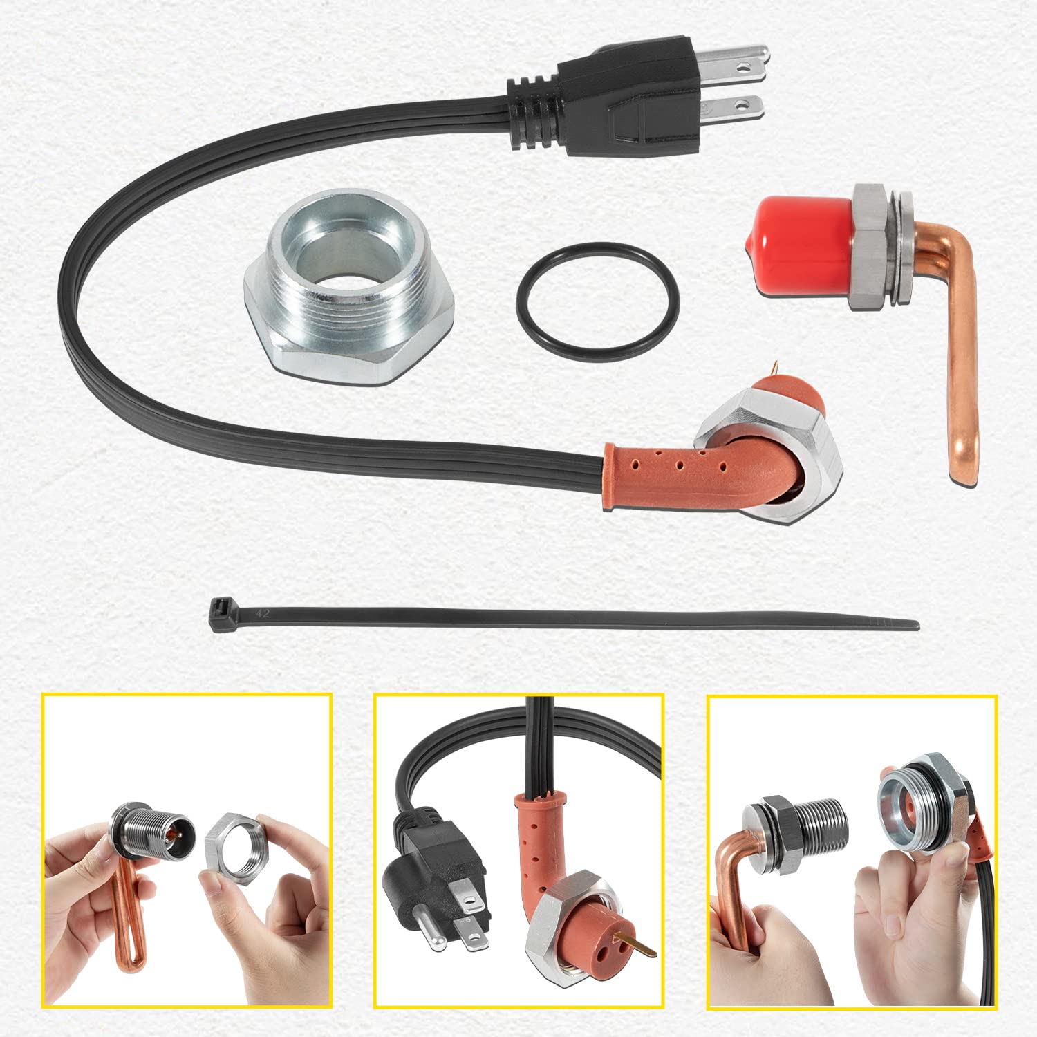 John Deere Tractor Engine Coolant Heater Kit - DZ102076 Replacement for RE227949 with Power Cord | Engine Block Heater for Cold Weather Protection & Easy Winter Starts
