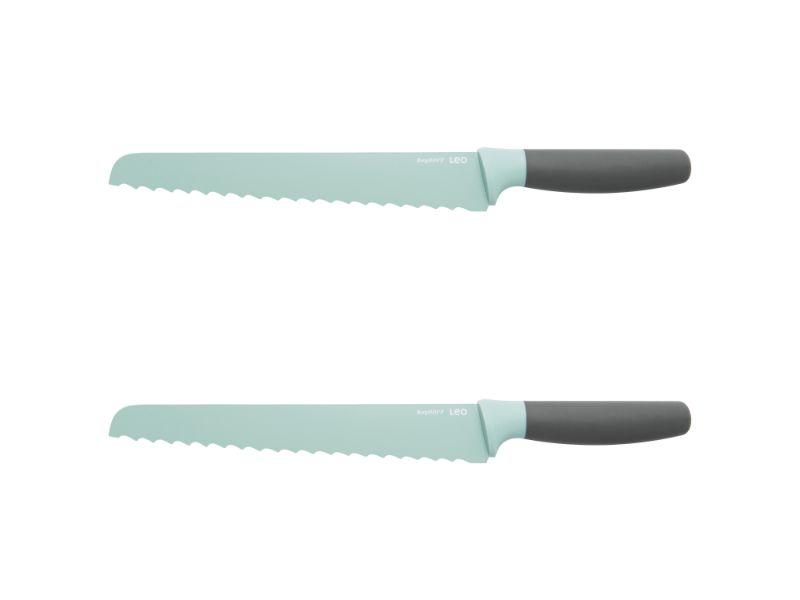 BergHOFF Leo 9-Inch Stainless Steel Bread Knife Set of 2 - Sharp Serrated Blade for Slicing Bread, Cakes & Pastries - Perfect for Bakeries, Kitchens & Gift Giving