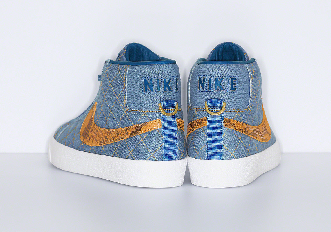 Supreme Nike SB Blazer Mid Denim Sneakers - Men's High-Top Skate Shoes for Streetwear & Urban Fashion | Perfect for Skateboarding, Casual Wear & Sneaker Collection