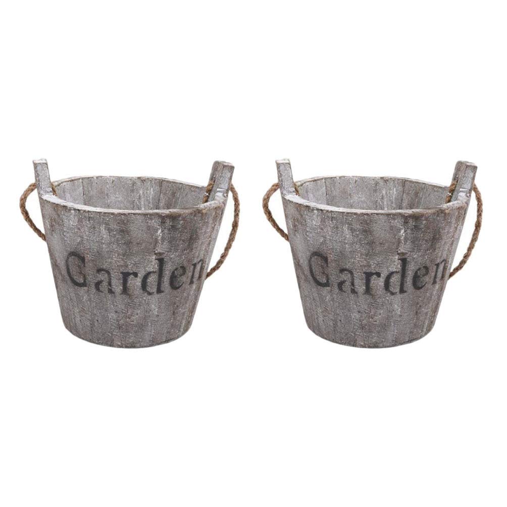 2 Pack Rustic Wooden Succulent Planters - Handmade Artistic Flower Pots for Indoor/Outdoor Gardening, Home Decor, Office Desk & Wedding Centerpieces