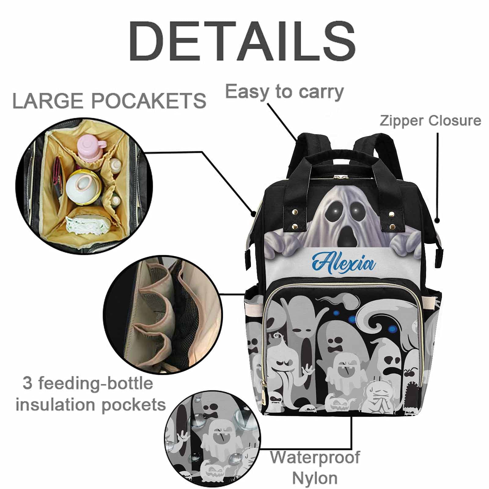 Personalized Halloween Diaper Backpack for Mom & Dad - Custom Nightmare Before Christmas Baby Bag for Newborn Boys & Girls - Waterproof Daycare Backpack - Perfect Baby Shower Gift for Parents (Great for Trick-or-Treating, Daycare & Travel)
