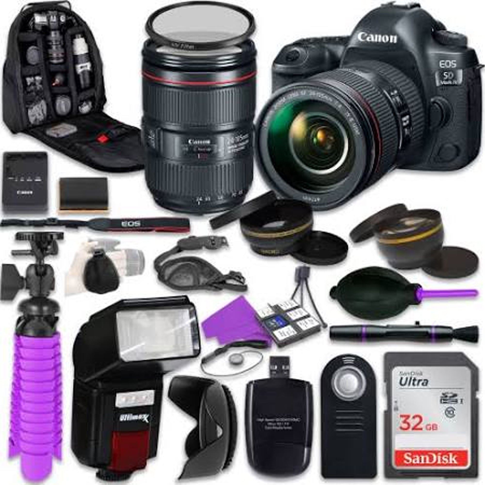 Canon EOS 5D Mark IV DSLR Camera with EF 24-105mm f/4L IS II Lens Kit - 30.4MP Full Frame Digital Camera with 32GB Card & Accessories for Professional Photography, Videography & Travel