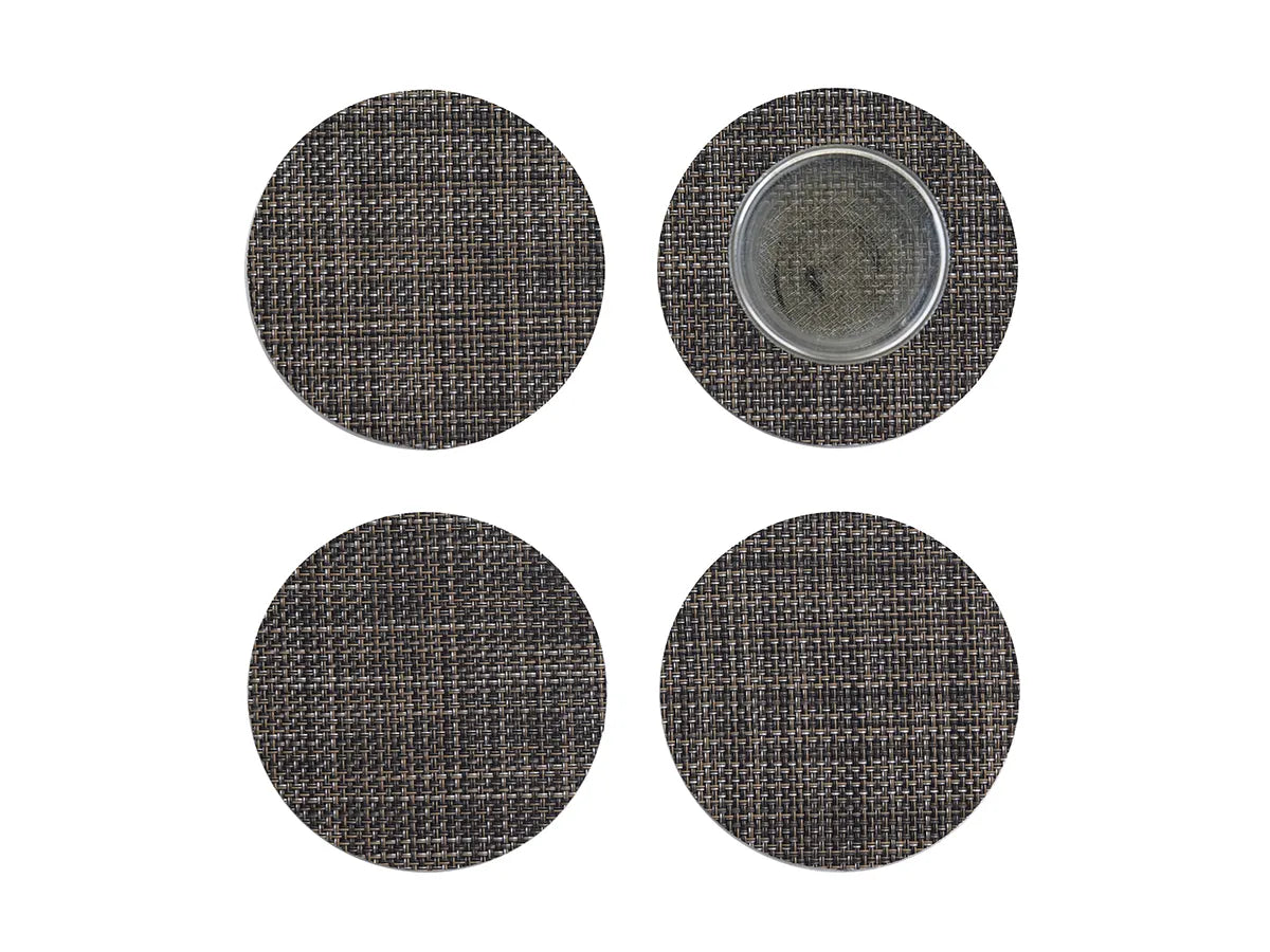 Chilewich Mini Basketweave Coasters Set of 4 - Dark Walnut | Waterproof & Durable Drink Coasters for Coffee Tables, Dining Tables & Home Decor