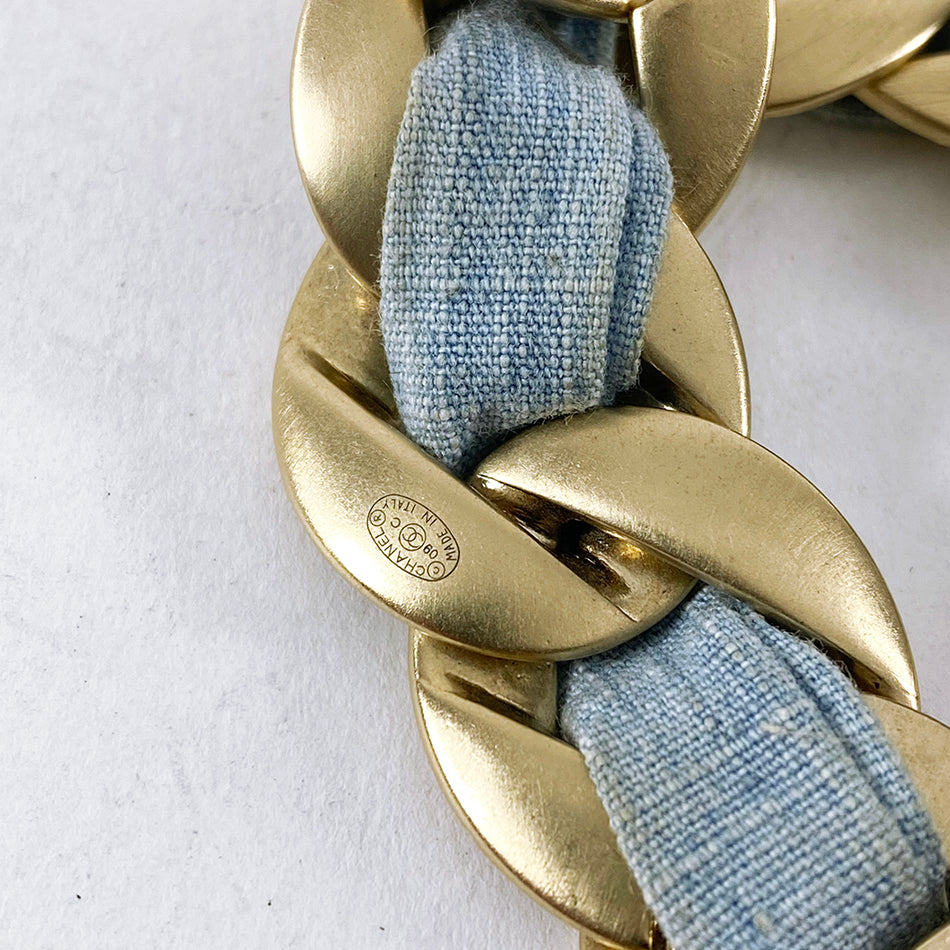 Chanel 09C Blue and Gold Chain Bracelet for Women - Luxury Fashion Jewelry Gift for Birthday, Anniversary & Special Occasions