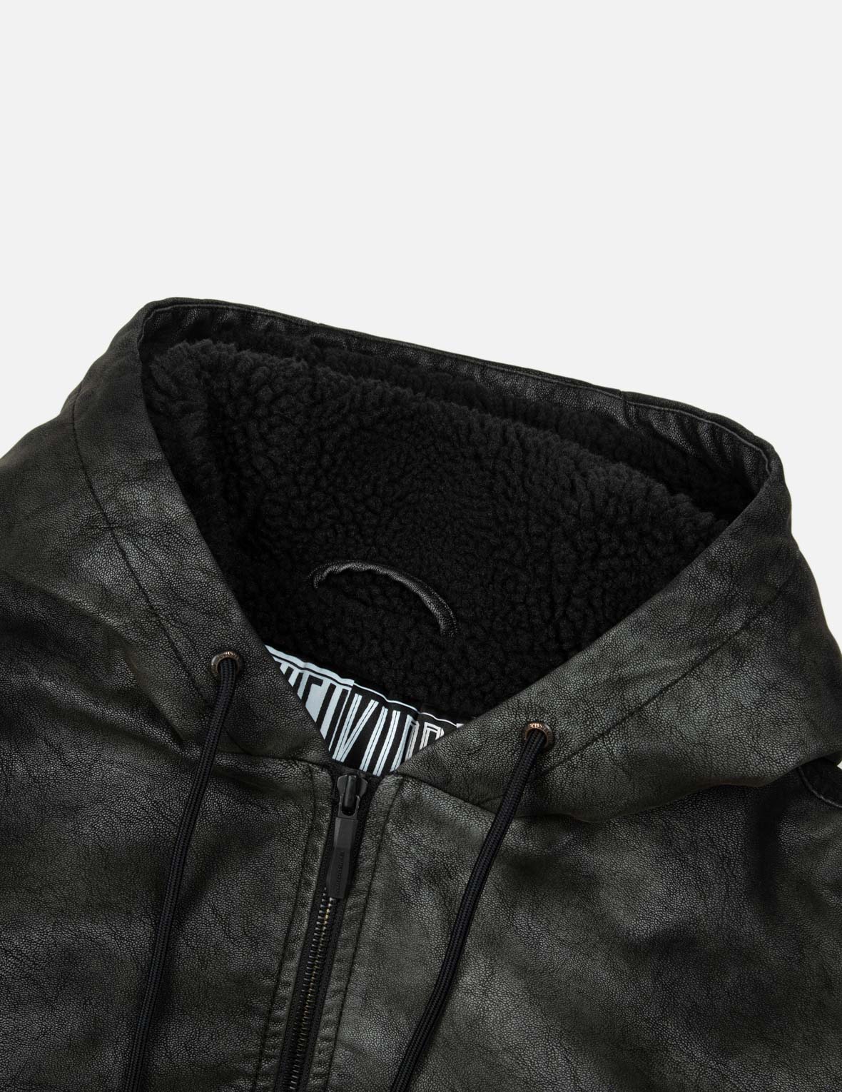 Stylish Hooded Grain Pattern Regular Fit Leather Bomber Jacket for Men - Perfect for Casual Outings & Fall Fashion