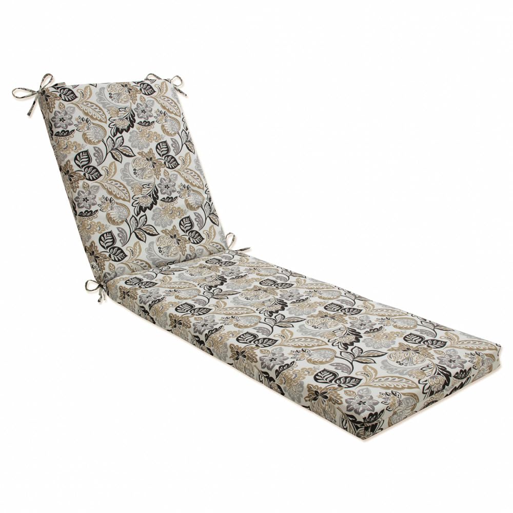 Floral Indoor/Outdoor Chaise Lounge Cushion with Ties - 80