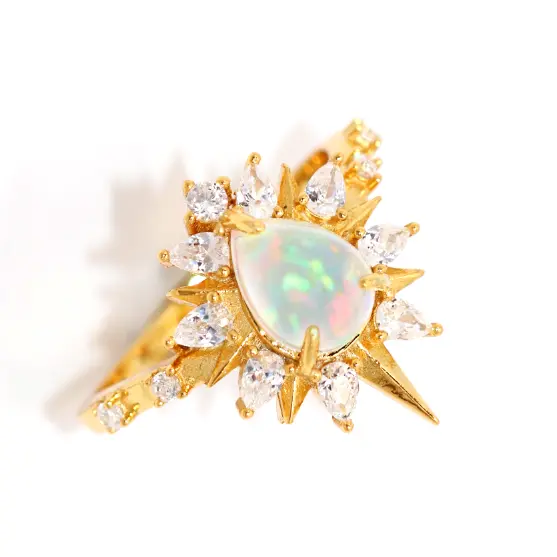 Exquisite Josephine Opal Ring - 925 Sterling Silver Handmade Jewelry for Women | Perfect for Weddings, Anniversaries & Special Occasions