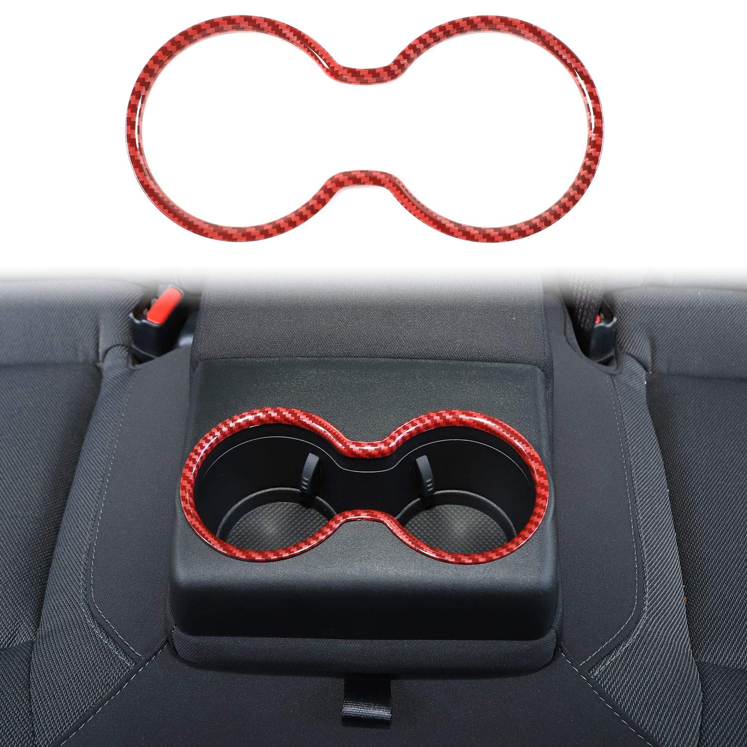 2010-2020 Dodge Charger Cup Holder Trim - ABS Red/Black Fiber Replacement Part for Center Console - Perfect for Car Accessories & Interior Upgrades