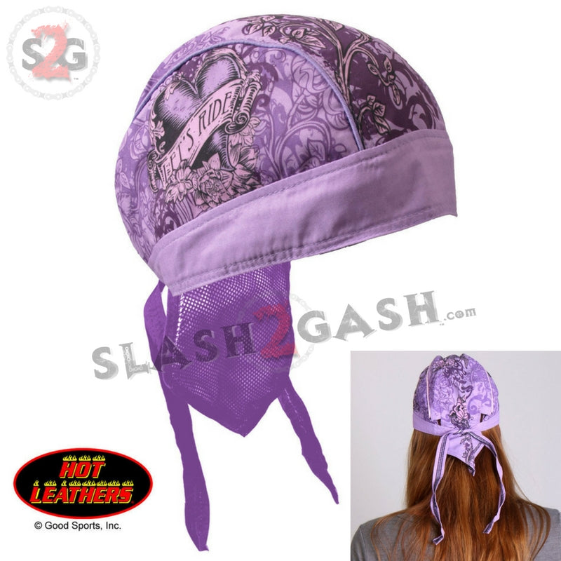 Premium Purple Stained Heart Du-Rag with Floral Design - Stylish Headwrap for Men & Women - Perfect for Motorcycle Rides, Hip-Hop Fashion, and Hair Protection