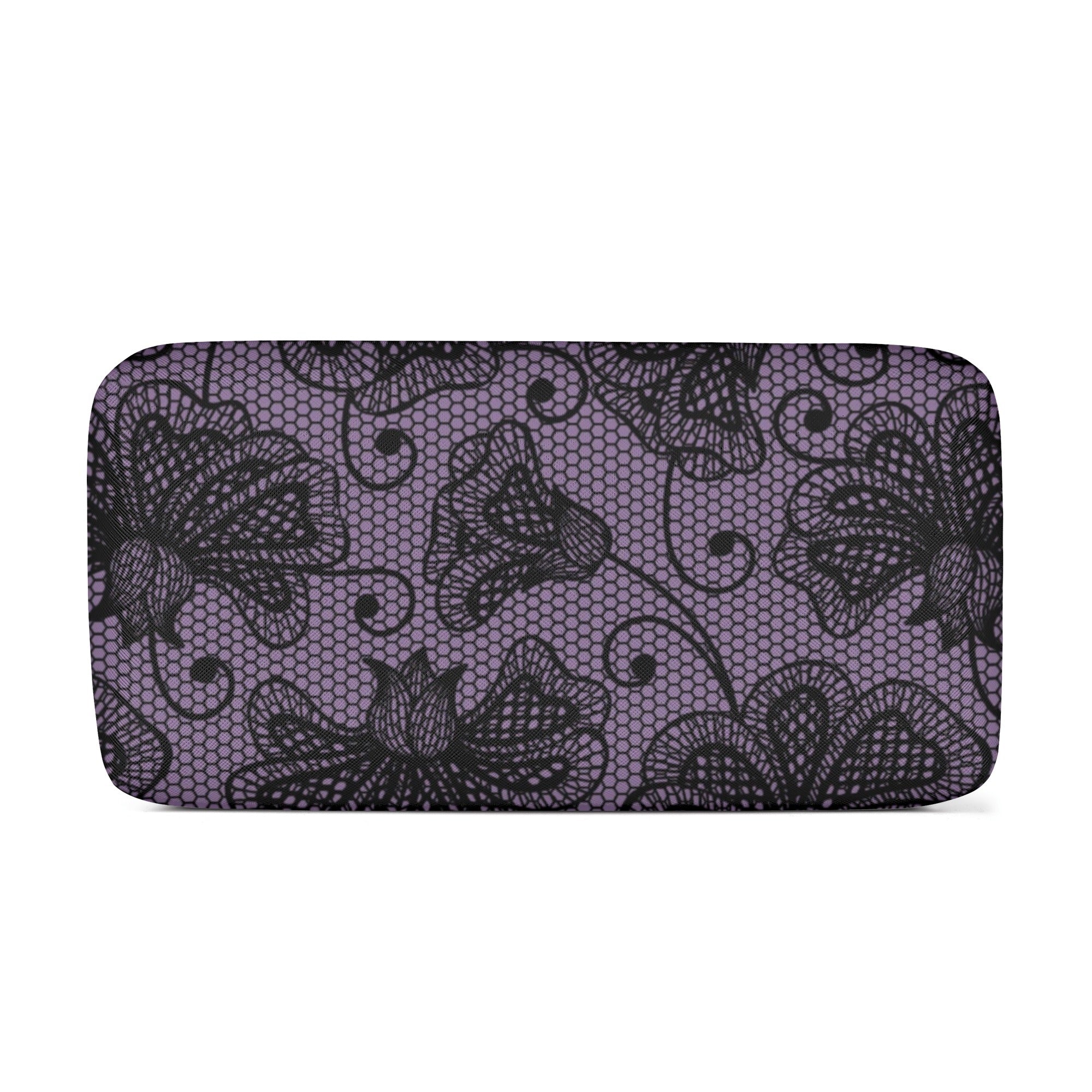 Elegant Lacey Purple Flower Leather Cosmetic Bag for Women | Travel Makeup Pouch | Gift Idea for Her | Perfect for Daily Use, Travel & Special Occasions