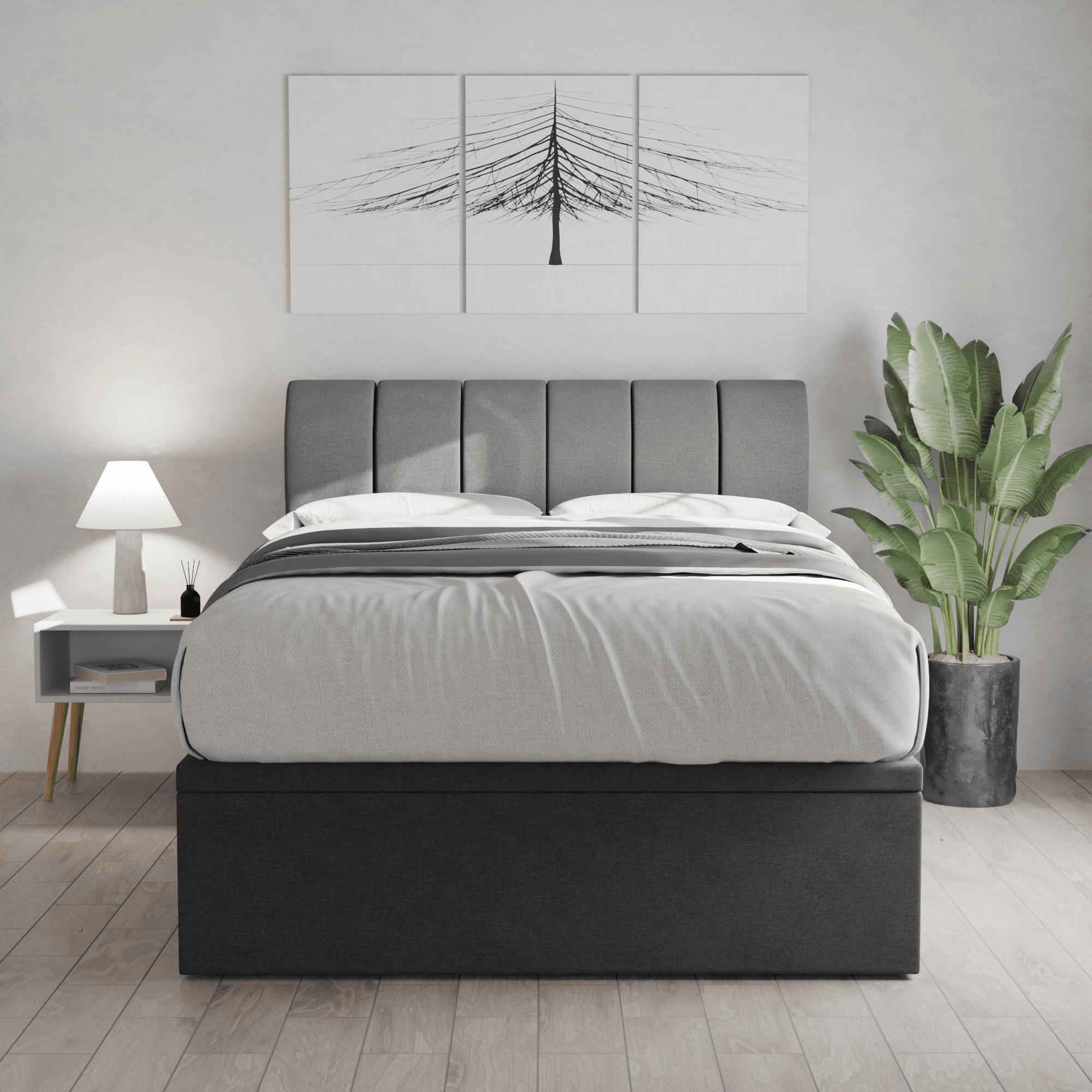 Kazura Fabric Storage Bed with Drawers - Underbed Organizer for Clothes, Shoes & Blankets - Space Saving Bed Frame for Small Bedrooms & Dorm Rooms