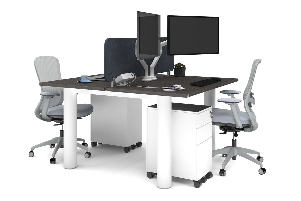 Quadro Cylinder Leg 2-Person Office Workstation Desk [1400L x 700W] - Perfect for Collaborative Workspaces & Modern Offices