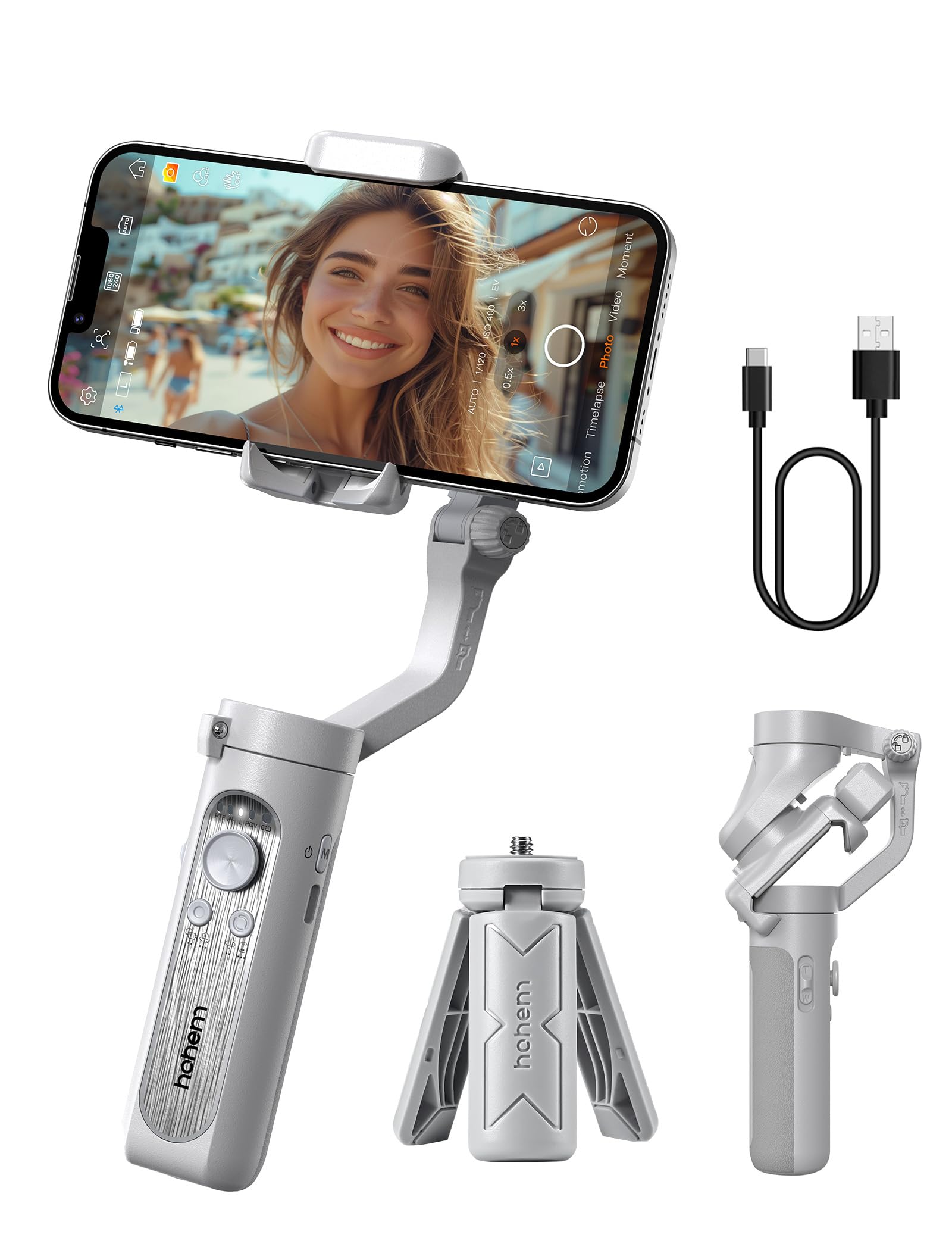 Hohem iSteady XE 3-Axis Smartphone Gimbal Stabilizer for iPhone 14 Pro Max/Android - Ultra-Light Foldable Phone Stabilizer with One-Key Inception Mode - Perfect for Travel Vlogging, YouTube Content Creation & Social Media Filming