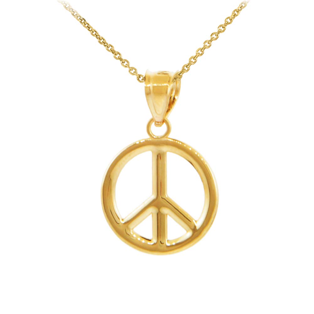 14k Yellow Gold Peace Symbol Pendant Necklace for Women - Dainty Minimalist Jewelry Gift for Birthday, Anniversary & Everyday Wear