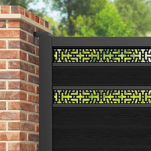 Classic Kumo Split Screen Straight Top Driveway Gate - Black Powder Coated Steel - Modern Security Fence for Home & Commercial Use - Enhances Curb Appeal & Privacy