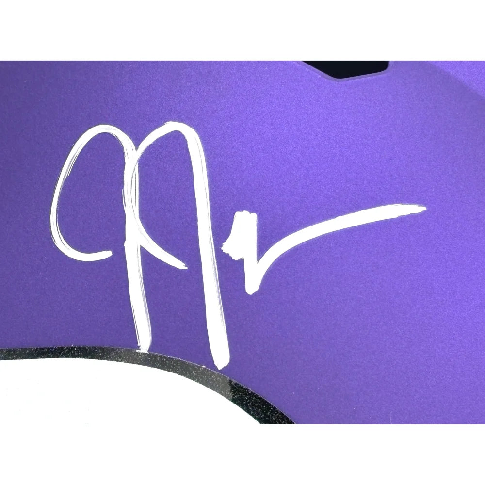 Justin Jefferson Autographed Minnesota Vikings Full Size Helmet with BAS COA - Signed NFL Collectible for Fans, Display, and Memorabilia Collection