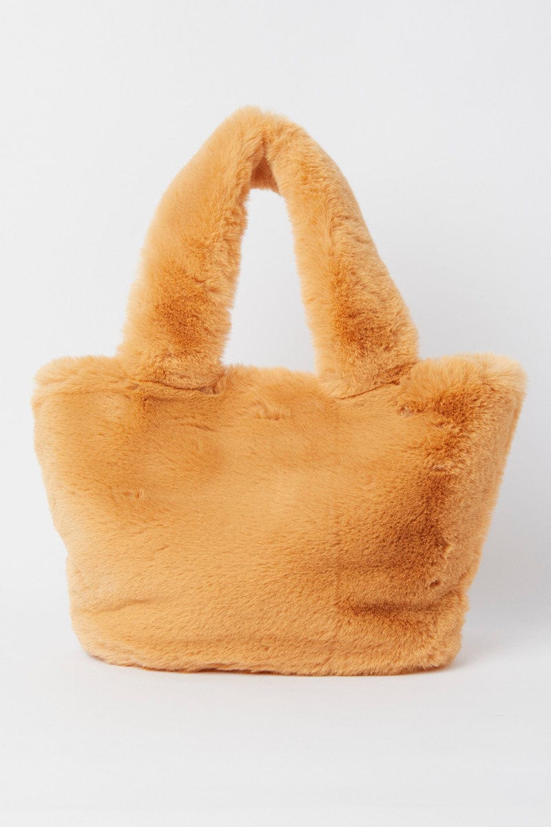 Stylish Beige Faux Fur Tote Bag for Women - Trendy Vegan Leather Handbag with Adjustable Strap - Perfect for Work, Shopping & Travel Accessories