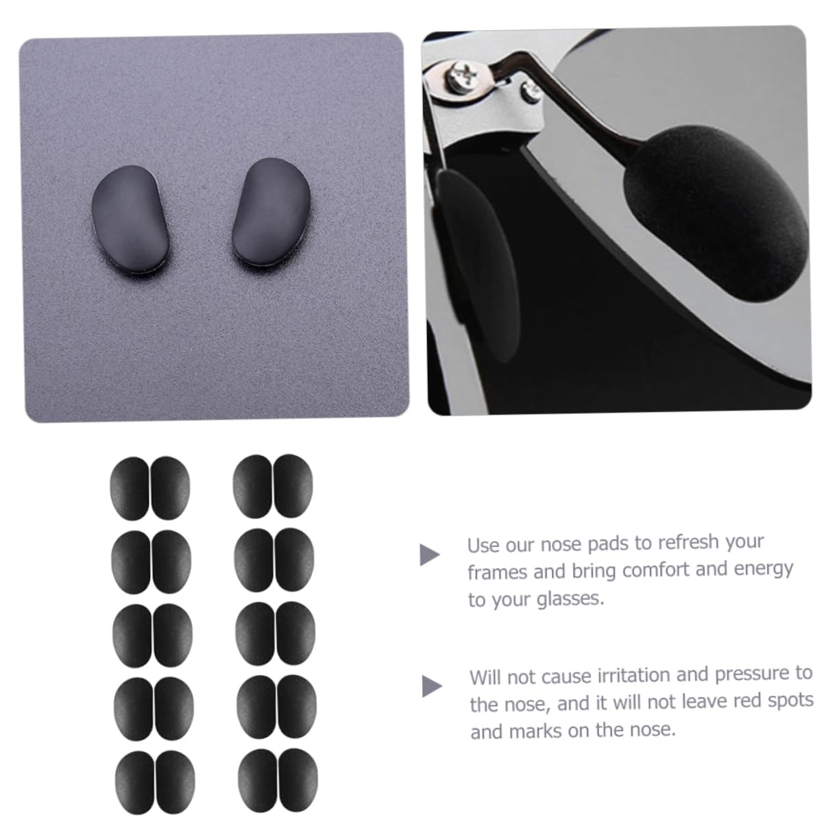 10 Pairs Silicone Nose Pads for Glasses - Soft Replacement Nose Cushions for Eyeglass Frames - Comfortable Eyewear Accessories for All-Day Wear (Perfect for Reading, Working & Daily Use)