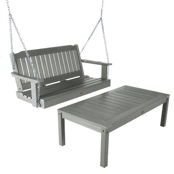 Lehigh 4ft Swing and Coffee Table - Versatile Indoor/Outdoor Furniture for Patio, Living Room, or Office Use