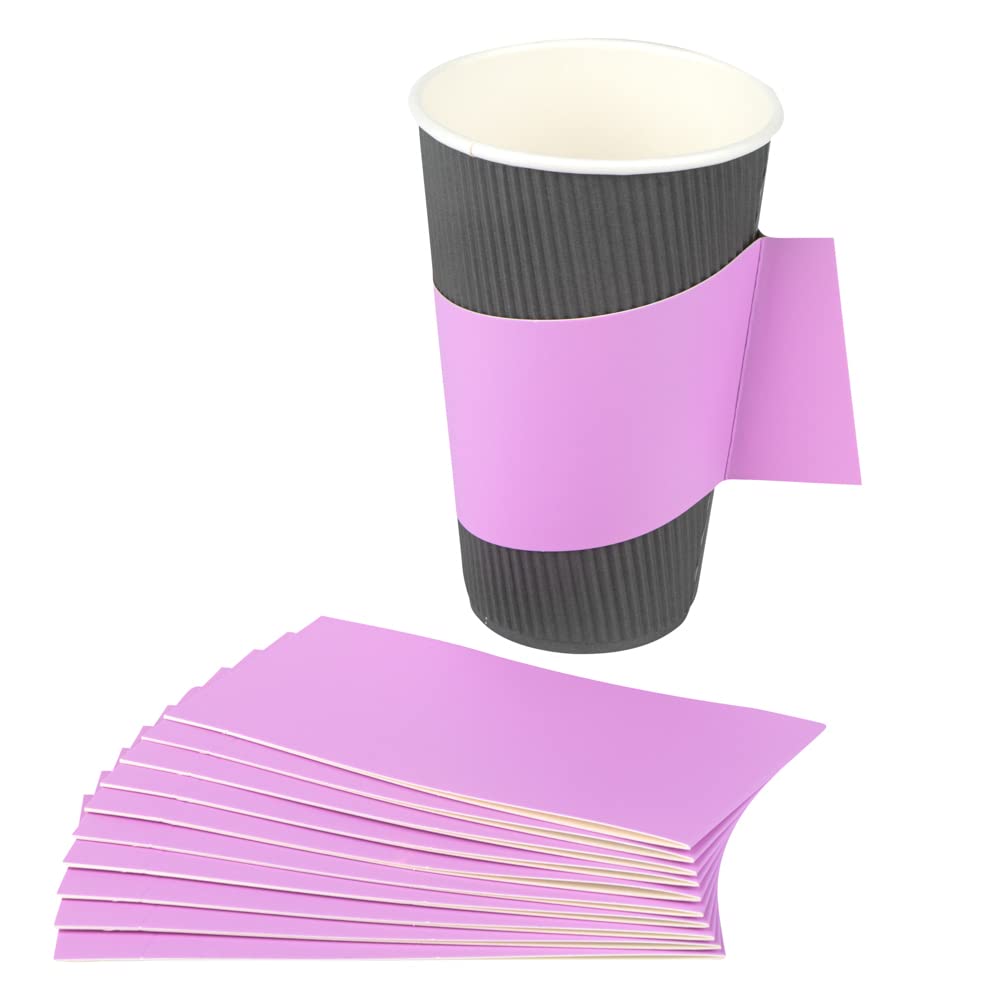 Restpresso 1000 Disposable Hot Coffee Cup Sleeves with Handle - Fits 12oz, 16oz & 20oz Cups | Lavender Paper Coffee Jackets for Restaurants, Cafes & Takeout (Cups Sold Separately) - Perfect for Coffee Shops, Office Break Rooms & Catering Events