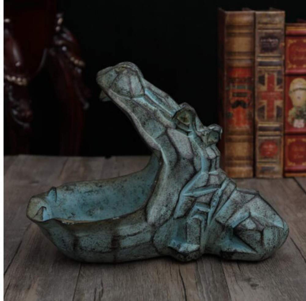 Abstract Hippopotamus Resin Statue - Blue Modern Home Decor Sculpture, Key Holder & Art Display for Living Room, Office, or Gift - Handmade Decorative Figurine for Shelf, Desk, and Entryway