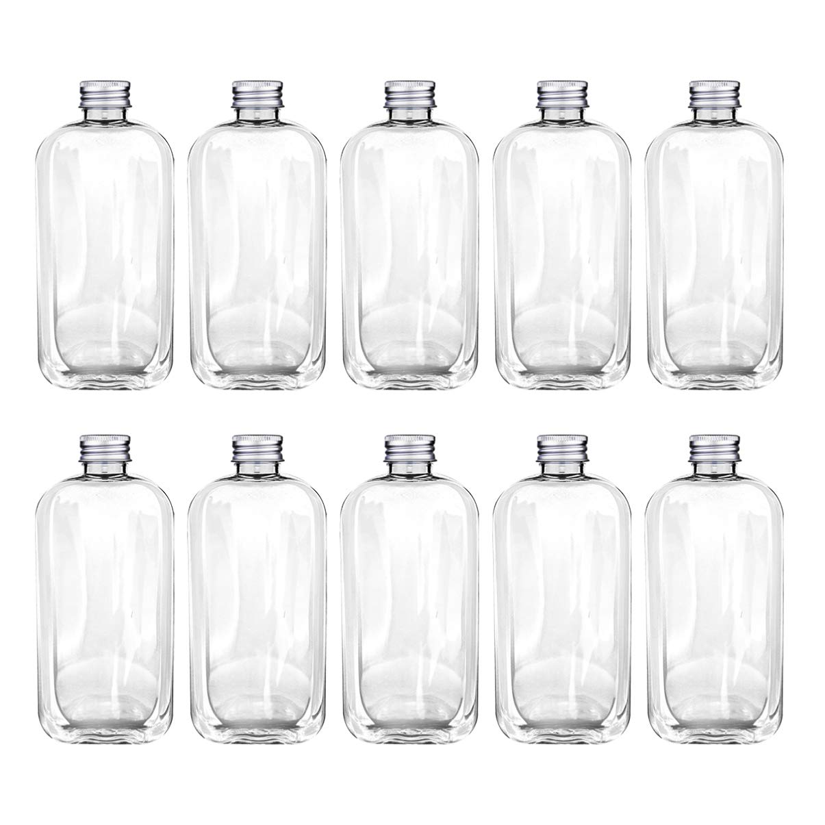 Hemoton 10 Pack Plastic Drink Bottles with Lids - Empty Beverage Containers for Water, Juice, Milk, Shampoo & Lotion - Travel-Friendly Spiral Design for DIY, Refills & On-the-Go Use